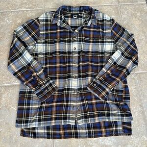 Madewell Navy and Tan Plaid Casual Shirt